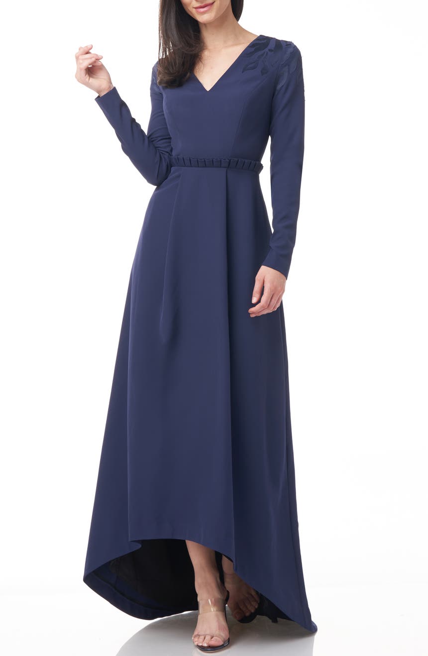 Akala V-Neck Long Sleeve High-Low Gown JS Collections
