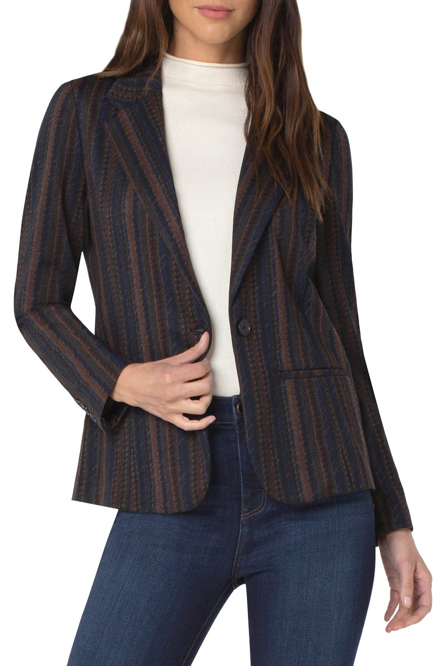 Fitted Mix Stripe Knit Blazer Liverpool Los Angeles