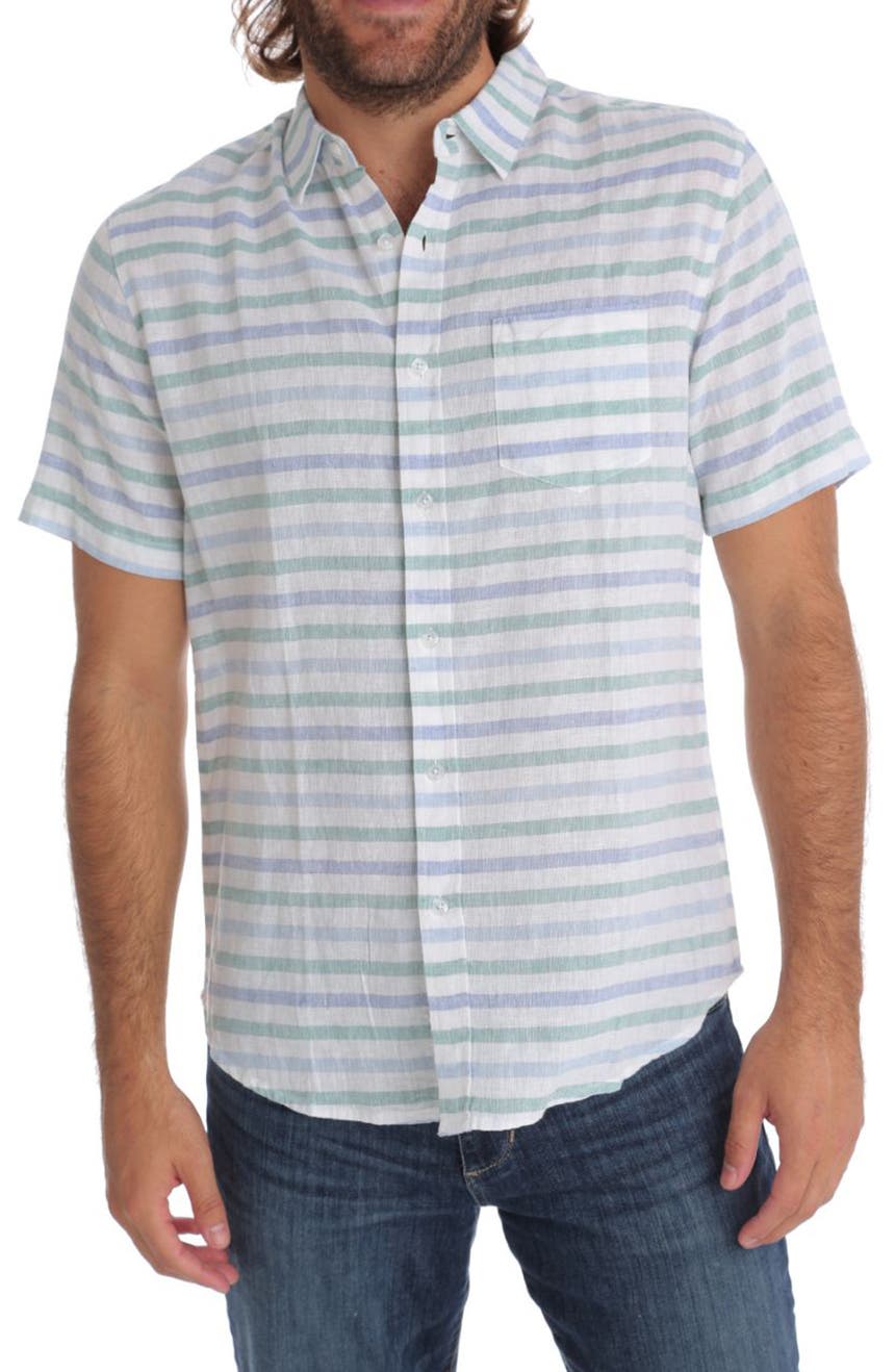 Рубашка из хлопка с короткими рукавами и горизонтальной полосой на пуговицах спереди PX