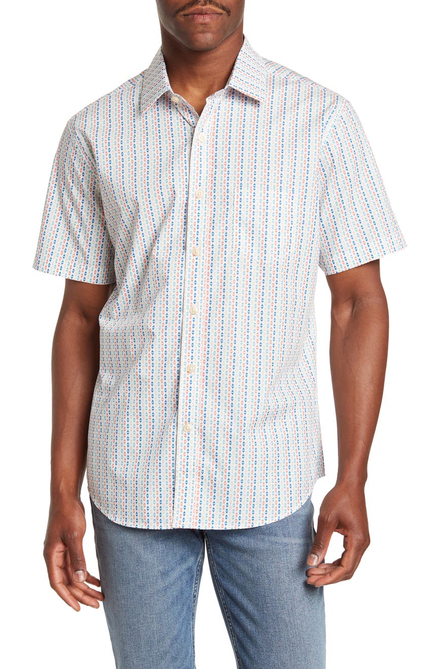 Рубашка классического кроя с коротким рукавом и геометрическим принтом Game Show Kennington