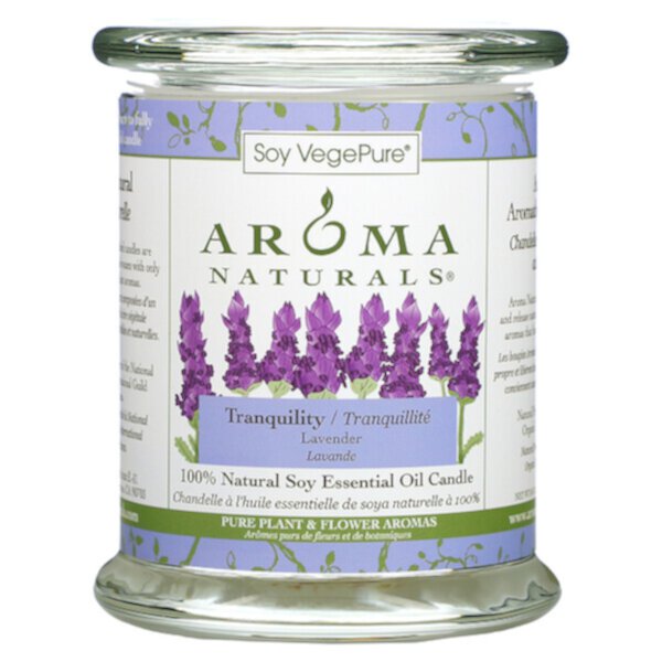 Свеча с эфирным маслом 100% натуральной сои, Tranquility, лаванда, 8,8 унций (260 г) AROMA