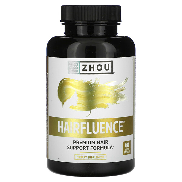 Hairfluence, Формула поддержки волос премиум-класса, 60 растительных капсул Zhou