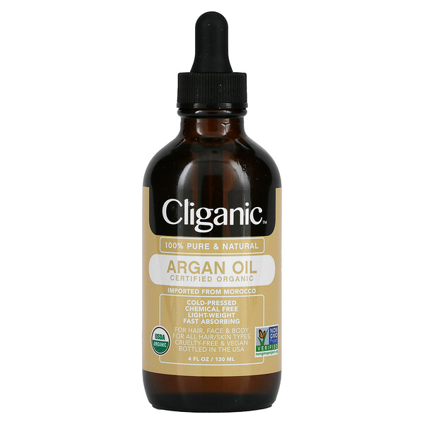 100% чистое и натуральное аргановое масло, 4 жидких унции (120 мл) Cliganic