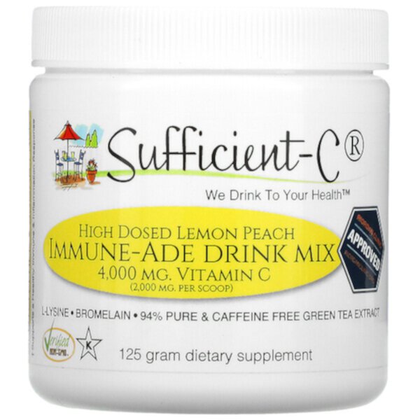 Смесь для питья High Dosed Immune-Ade, Лимон-Персик, 125 г Sufficient C