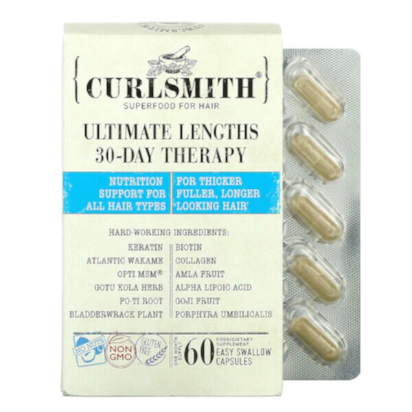 Ultimate Lengths, 30-дневная терапия, 60 капсул Easy Swallow Curlsmith
