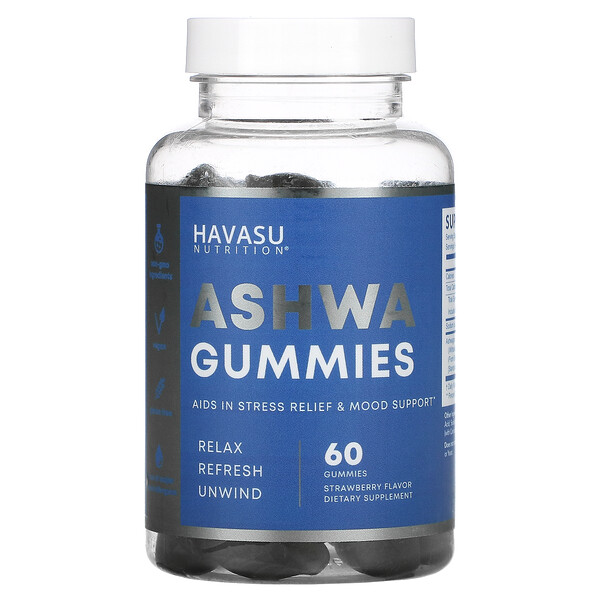 Ashwa Gummies, Клубника, 60 жевательных конфет Havasu Nutrition