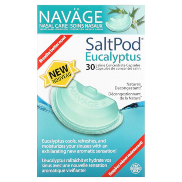 Nasal Care, Солевой раствор для промывания носа, SaltPod Eucalyptus, 30 капсул солевого концентрата Navage