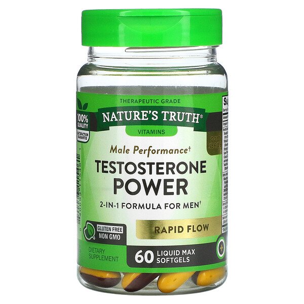 Testosterone Power, 60 мягких желатиновых капсул Liquid Max Nature's Truth