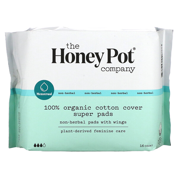 Нетравяные подушечки с крыльями, Organic Super, 16 шт. The Honey Pot