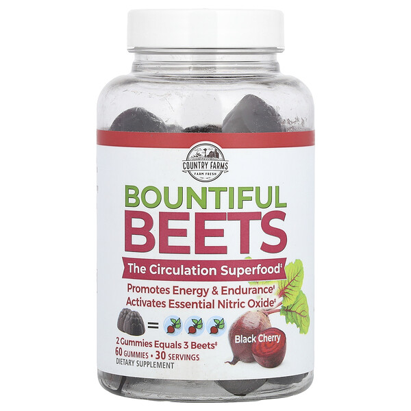 Bountiful Beets Gummies, Черная вишня, 60 жевательных конфет Country Farms