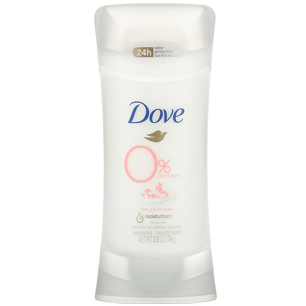 0% алюминиевый дезодорант, аромат лепестков розы, 2,6 унции (74 г) Dove
