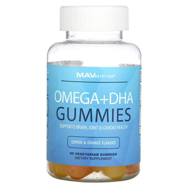 Omega + DHA Жевательные конфеты, Лимон и Апельсин - 60 вегетарианских жевательных конфет - MAV Nutrition MAV Nutrition