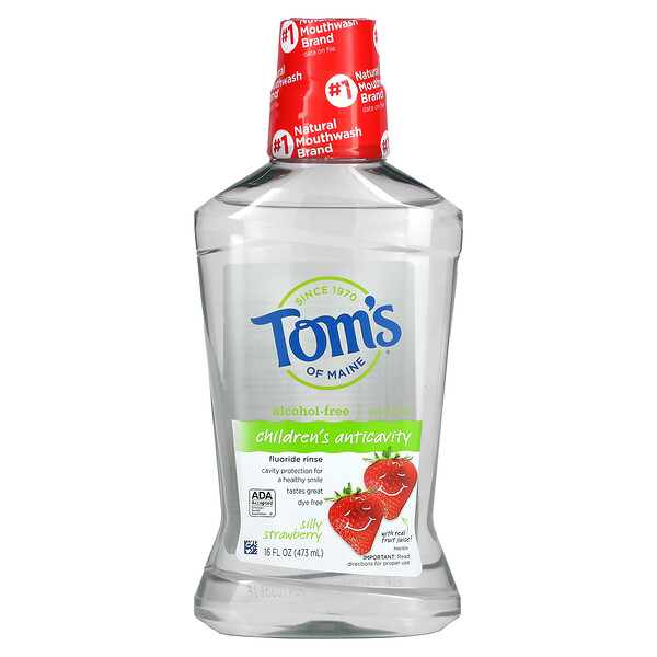 Natural Fluoride Rinse, Children's Anticarity, Strawberry, 16 жидких унций (473 мл) Tom's of Maine