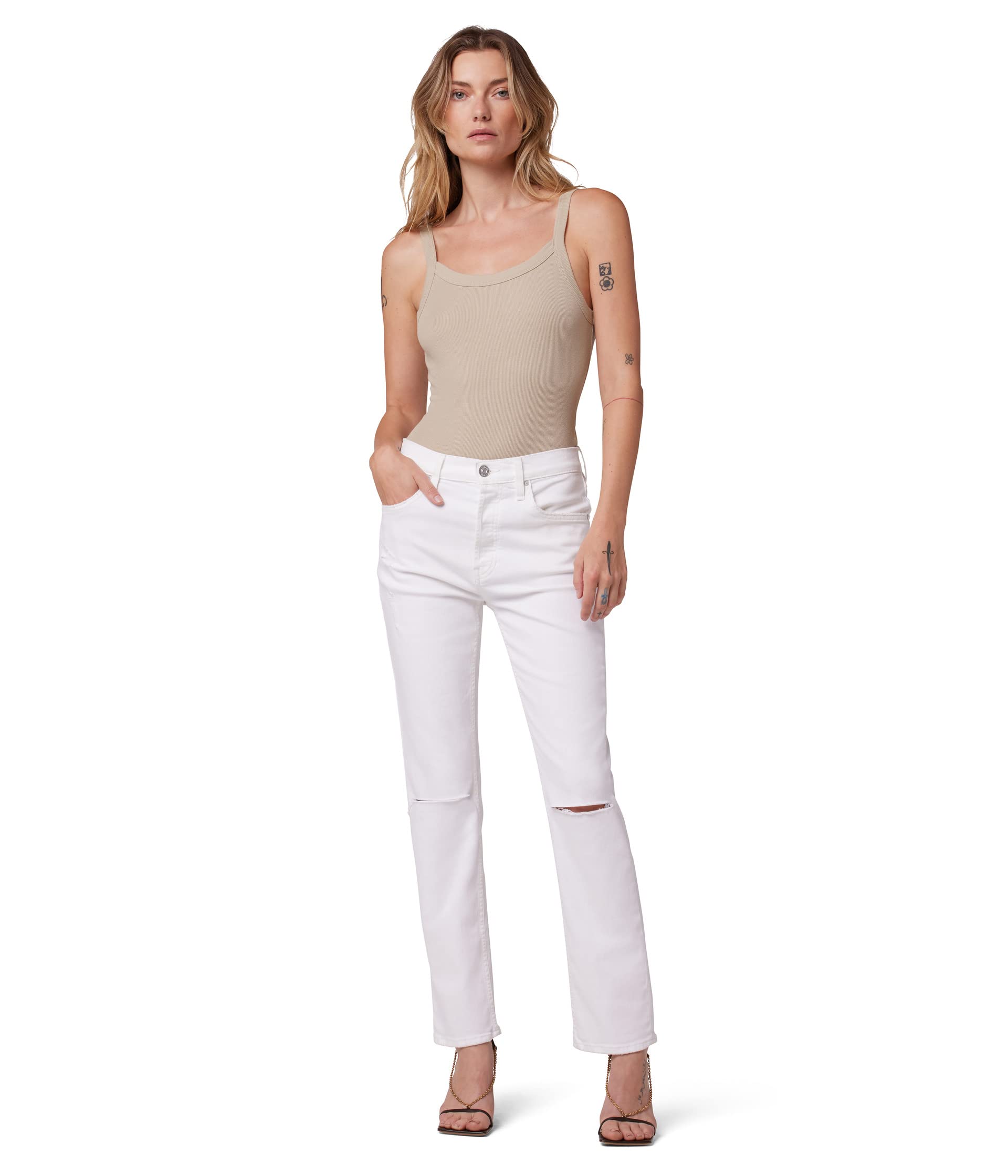 Thalia Straight Ankle w/ Rolled Hem в цвете Белый Мустанг Hudson Jeans