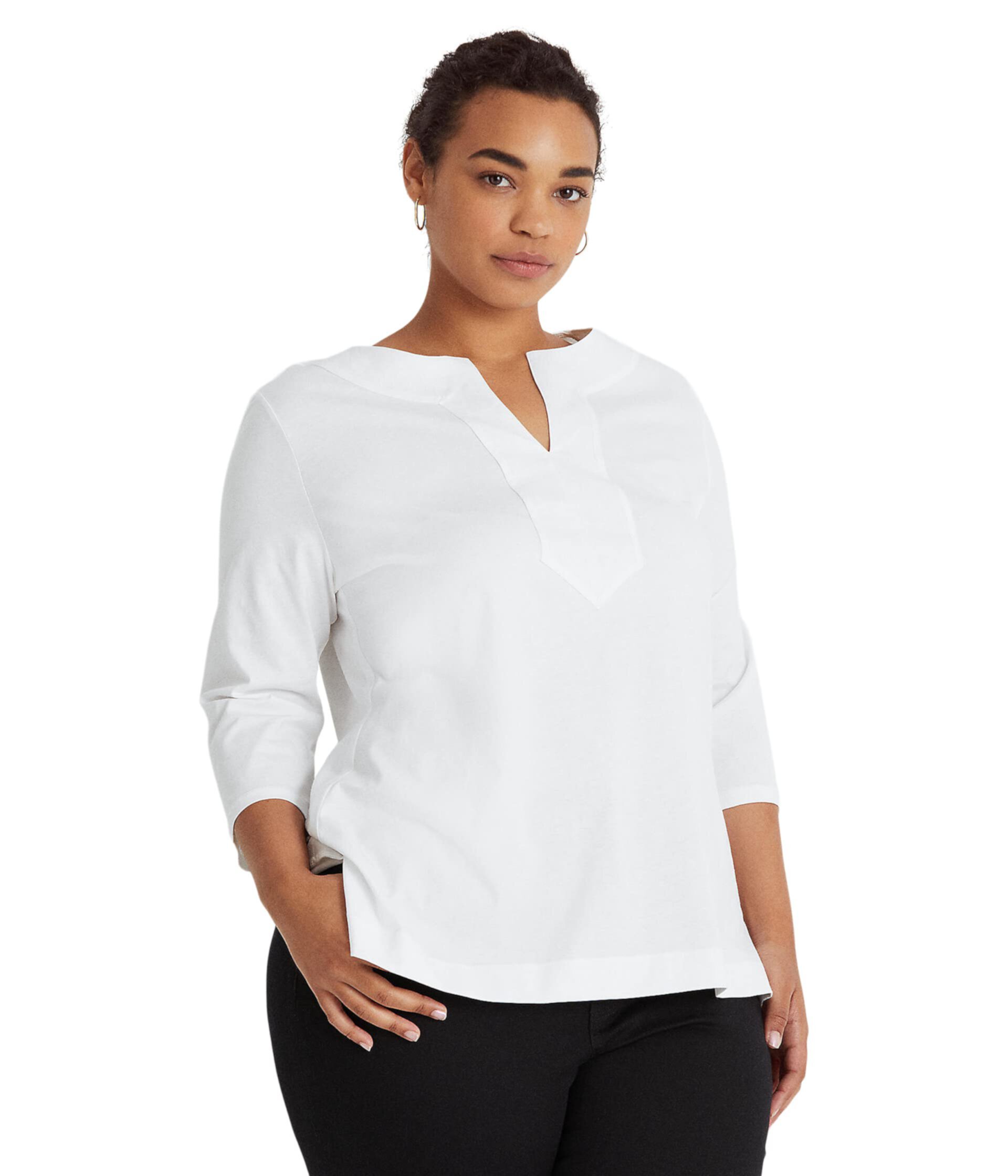 Женская Футболка LAUREN Ralph Lauren Plus Size Cotton Tunic LAUREN Ralph Lauren