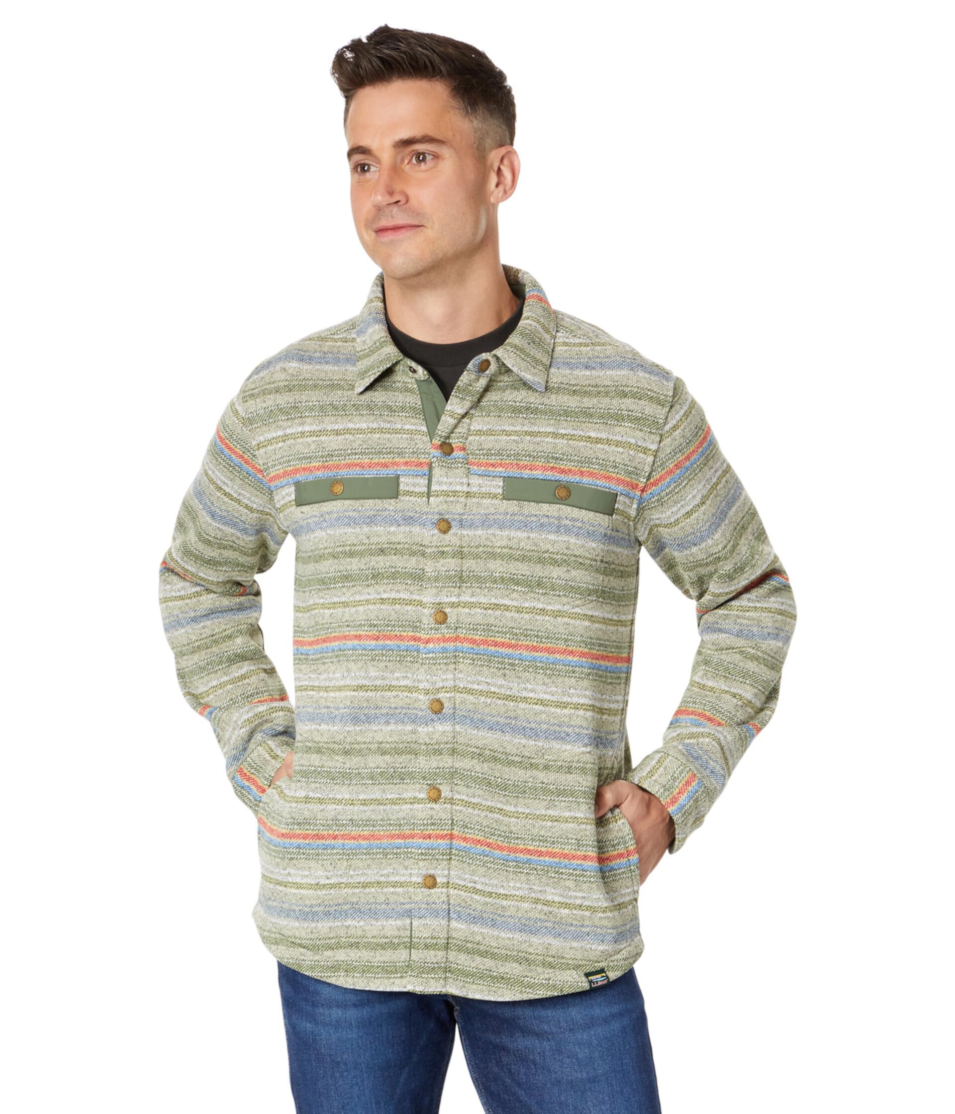 Свитер Куртка-рубашка из флиса с принтом Обычный L.L.Bean