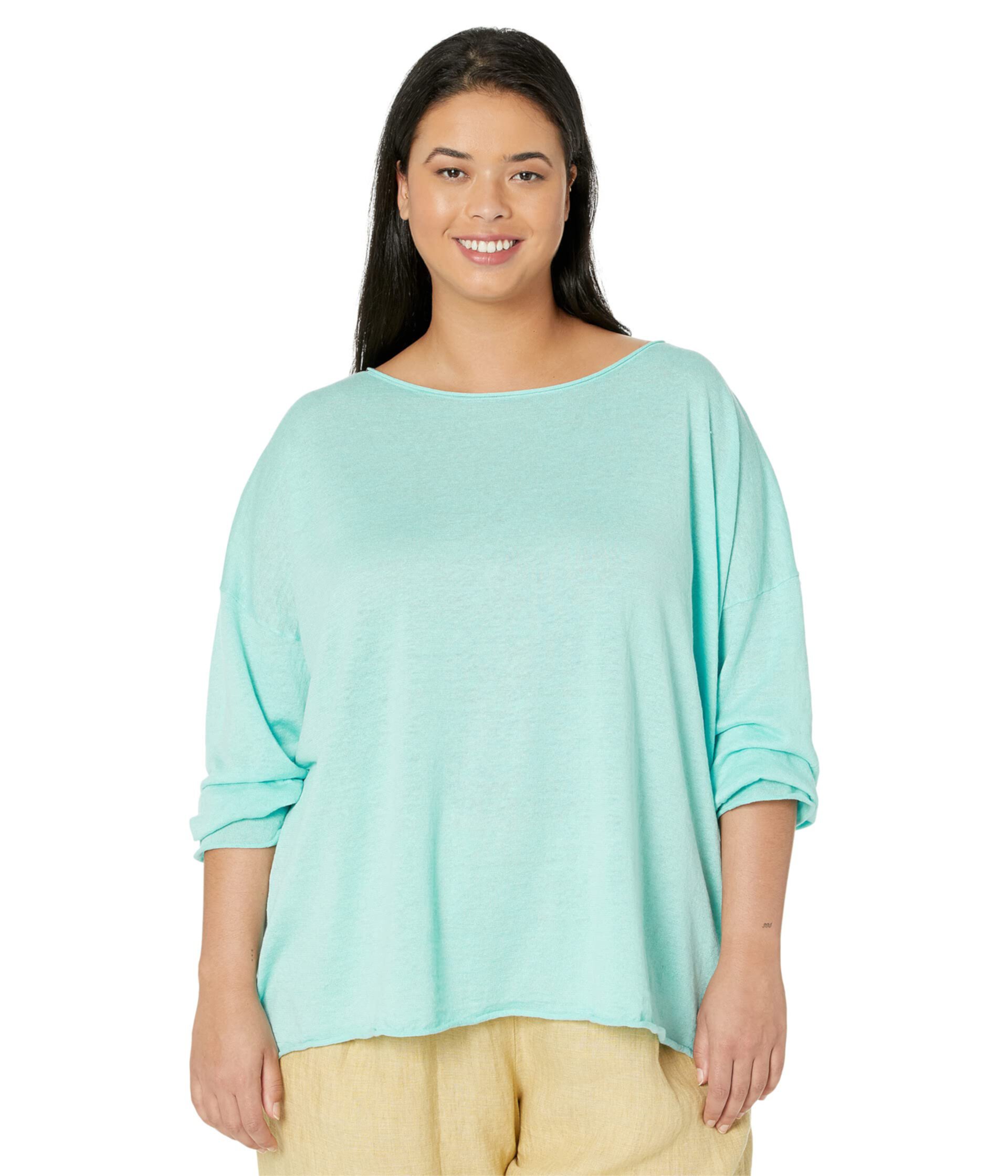 Футболка Eileen Fisher Boatneck Box Top из органического льна и хлопка с минимальным содержанием 20% органических волокон Eileen Fisher