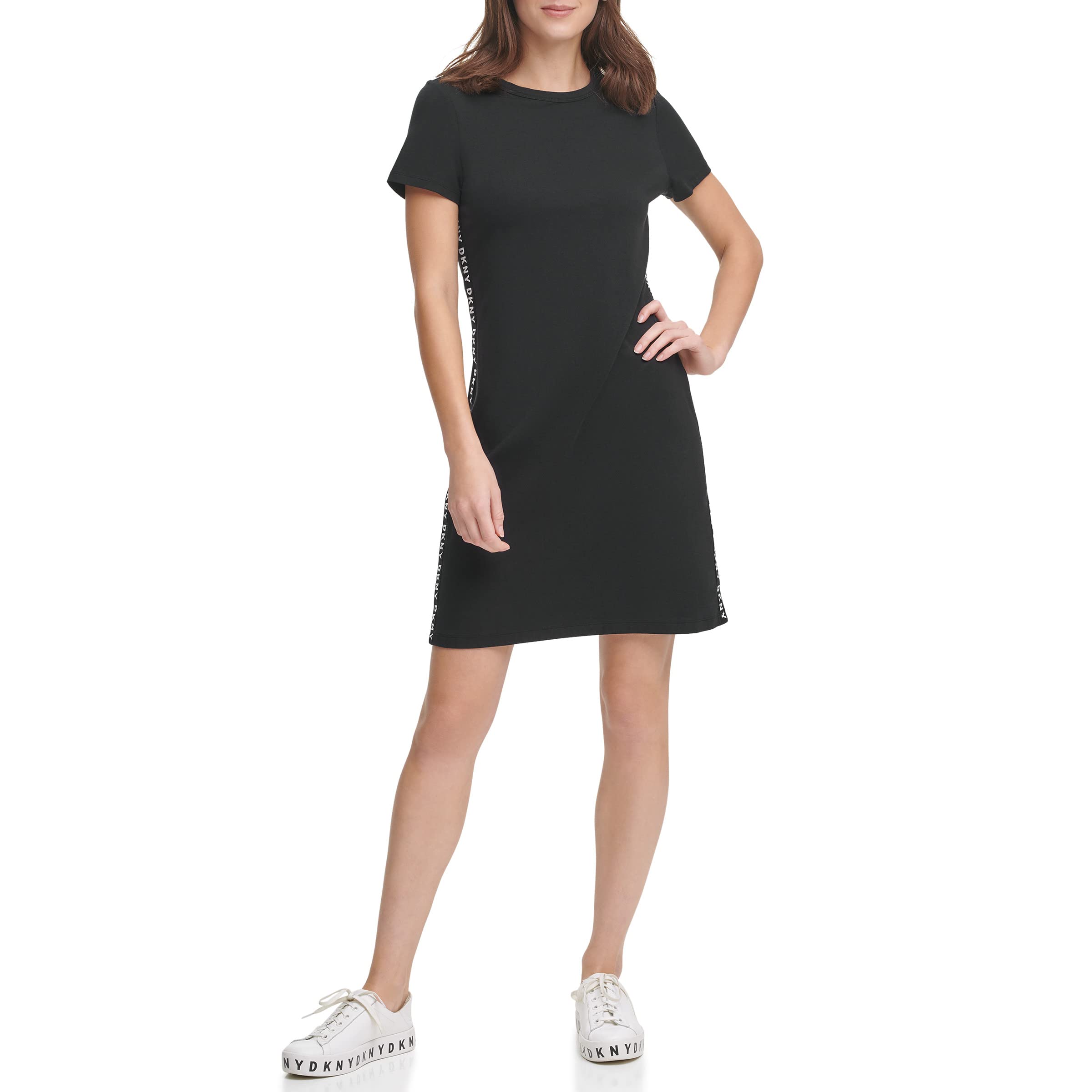 Платье-футболка с короткими рукавами и логотипом DKNY