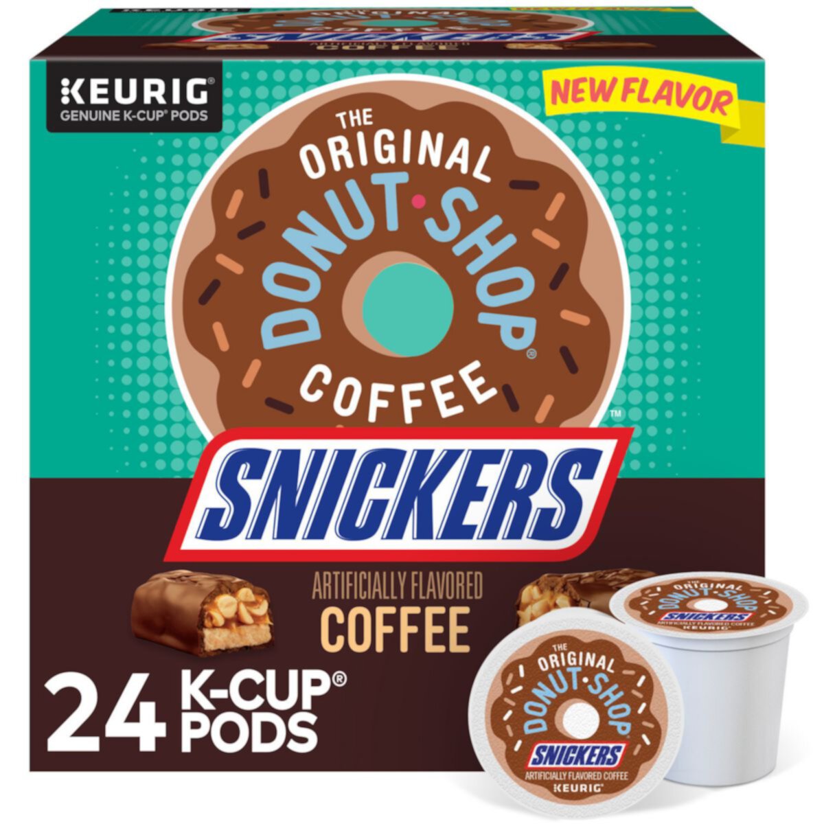 Ароматизированный кофе The Original Donut Shop Snickers, капсулы Keurig® K-Cup®, легкая обжарка, 24 штуки KEURIG