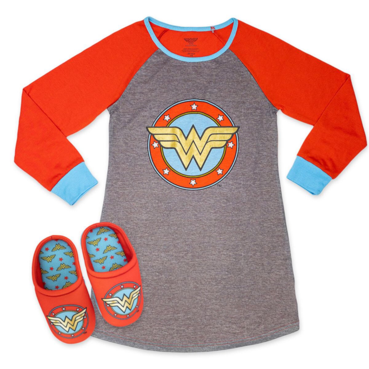 Комплект ночной рубашки и тапочек «Чудо-женщина» для девочек 4–12 лет DC Comics Licensed Character