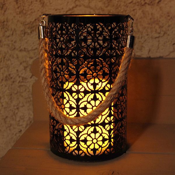 LumaBase Motif Metal LED Candle Lantern LumaBase