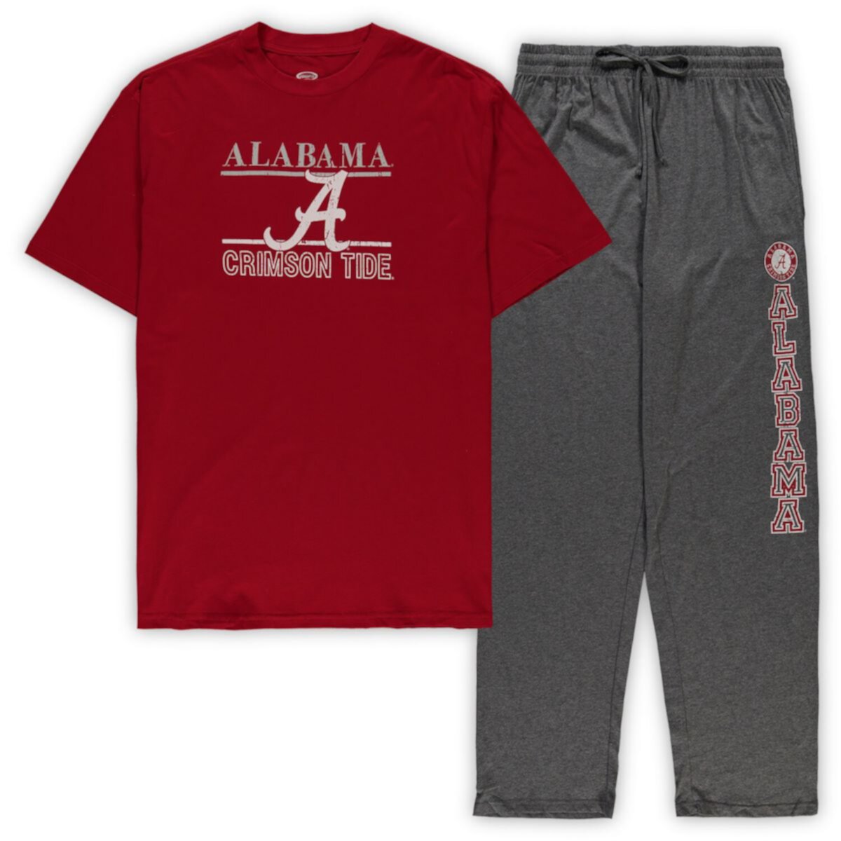 Men's Concepts Sport Crimson/Heathered Charcoal Alabama Crimson Tide Big & Tall T-Shirt & Pants Lounge Set Unbranded