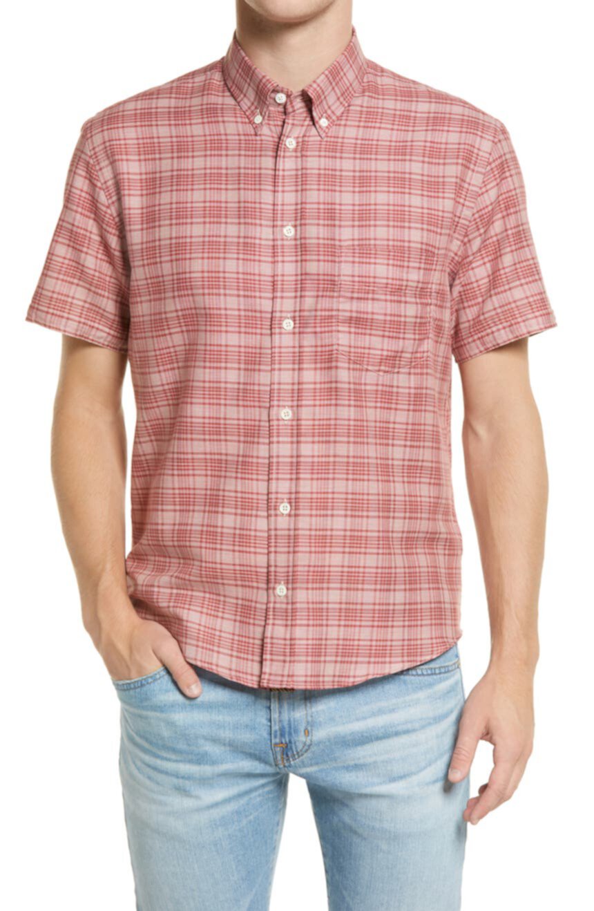 Рубашка с короткими рукавами в клетку Kirby Slim Fit на пуговицах Billy Reid