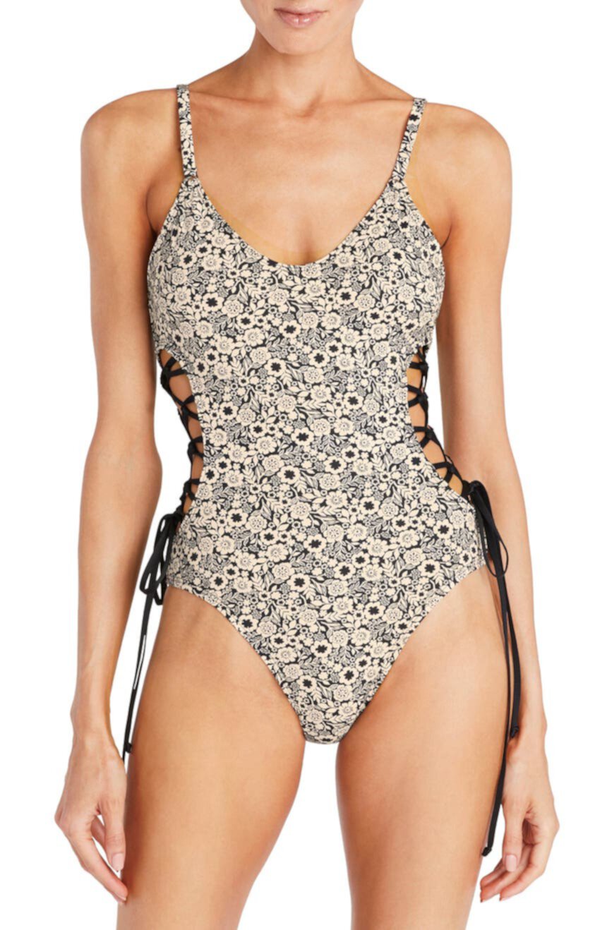Aubrey Lace-Up One-Piece Swimsuit Robin Piccone