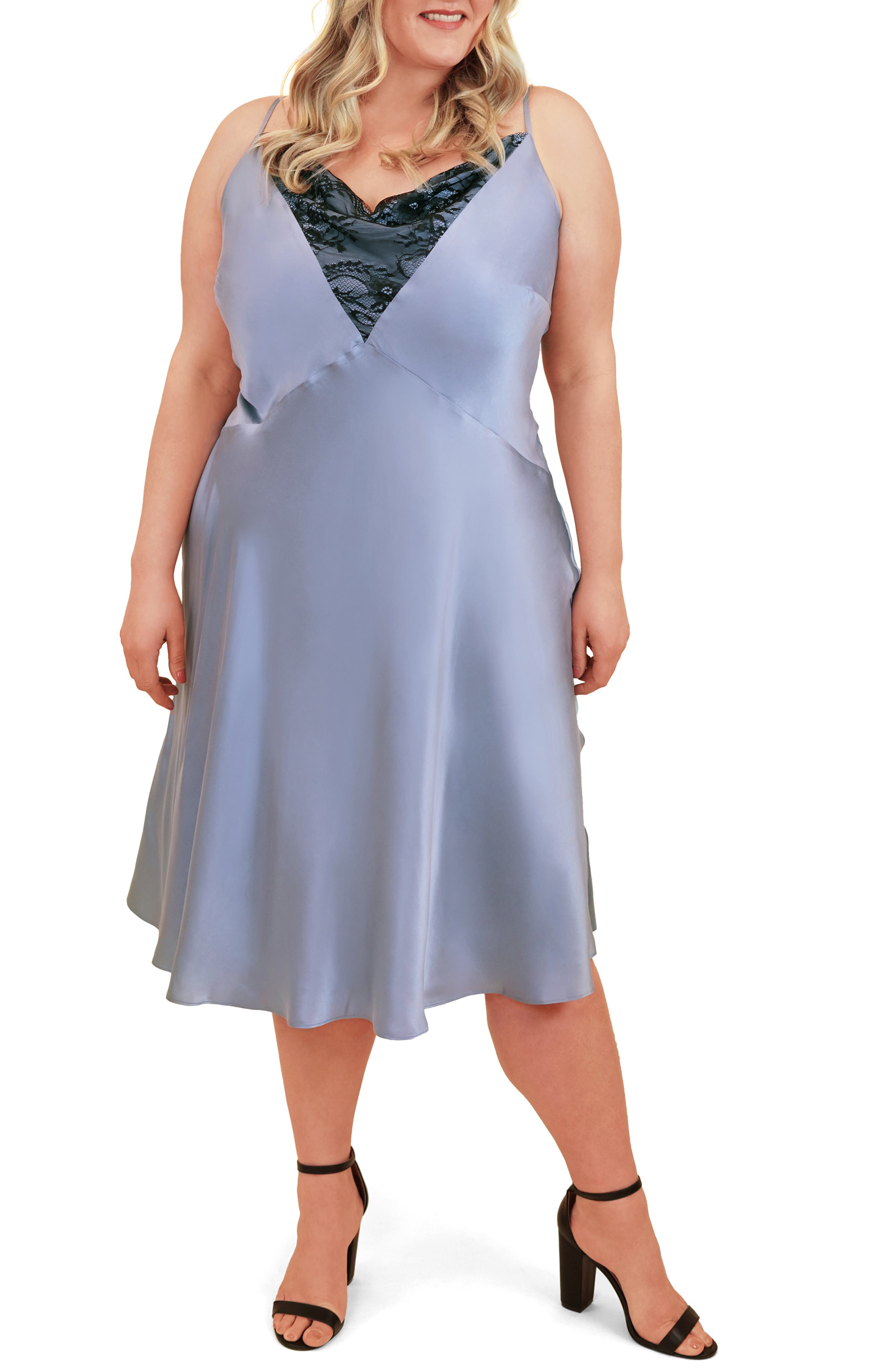 Шелковое платье-комбинация с кружевной вставкой Maree Pour Toi