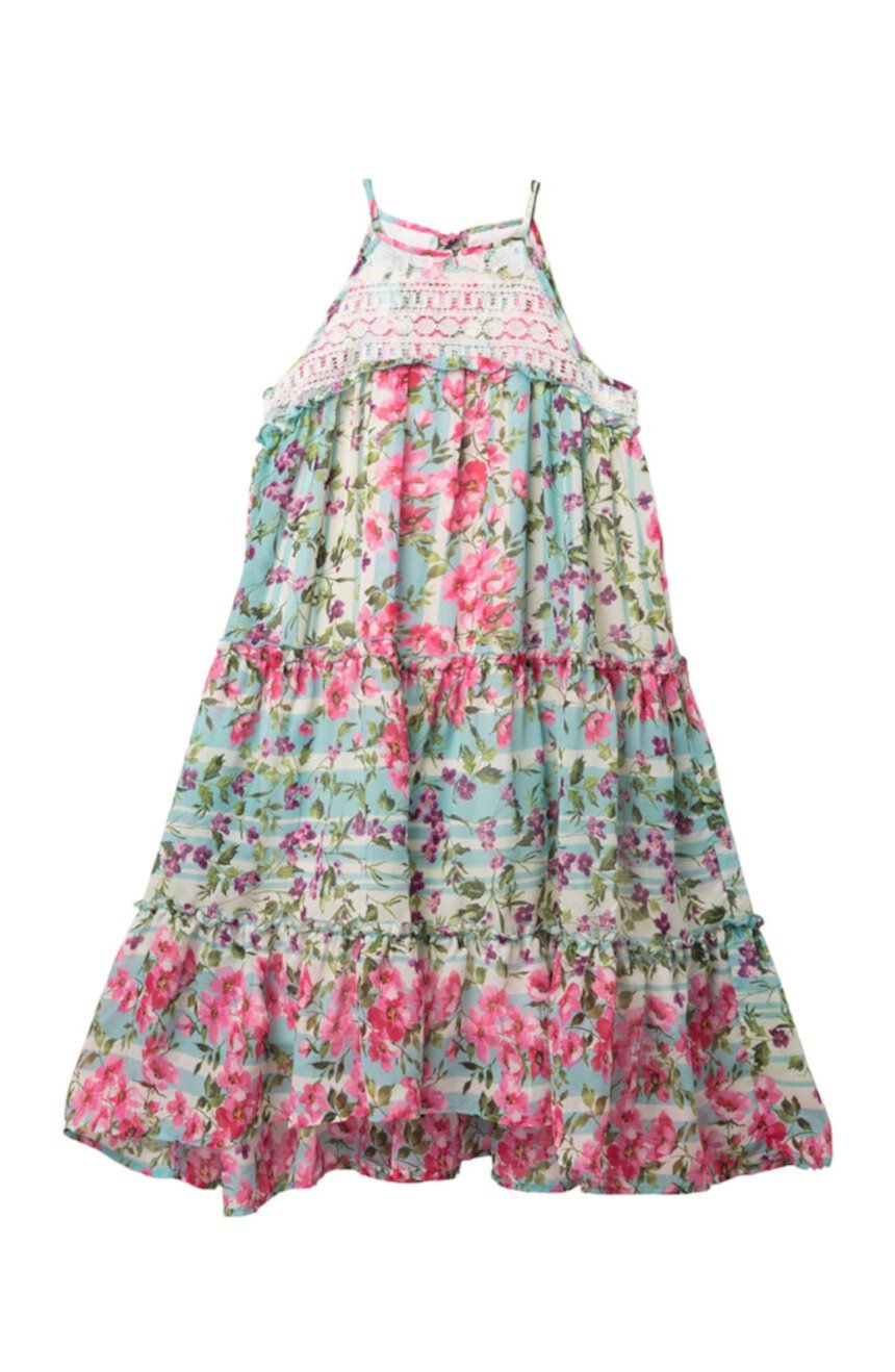 Многоуровневое платье с кружевным верхом и цветочным принтом Ava & Yelly