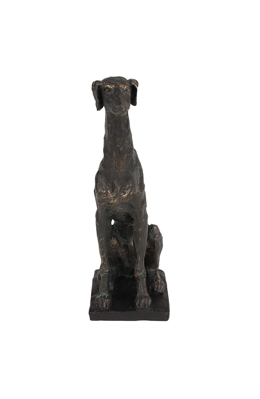 Текстурированная статуя черной борзой собаки из смолы с золотой отделкой, 8 x 13 дюймов SONOMA SAGE HOME