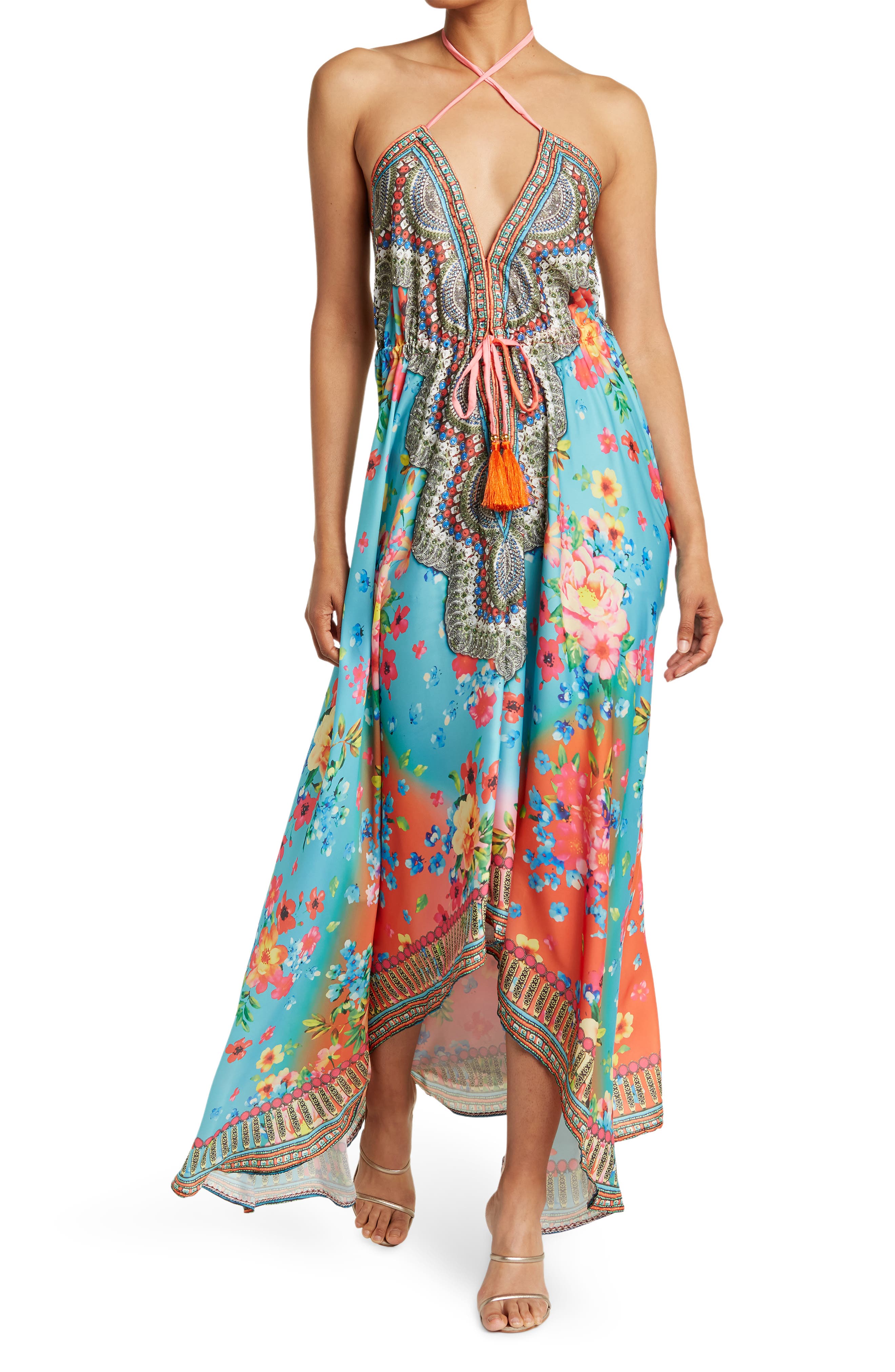 Floral Print Halter Cover-Up Dress RANEES