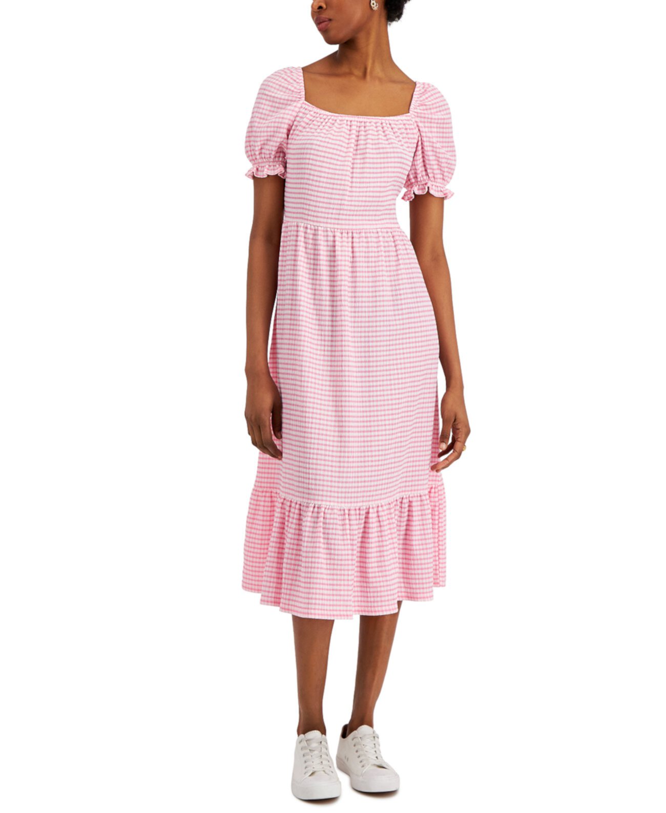 Платье с оборками в мелкую клетку, созданное для Macy's Charter Club