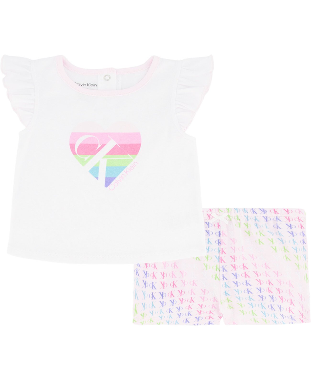 Комплект из футболки и шорт с монограммой для новорожденных девочек, 2 шт. Calvin Klein