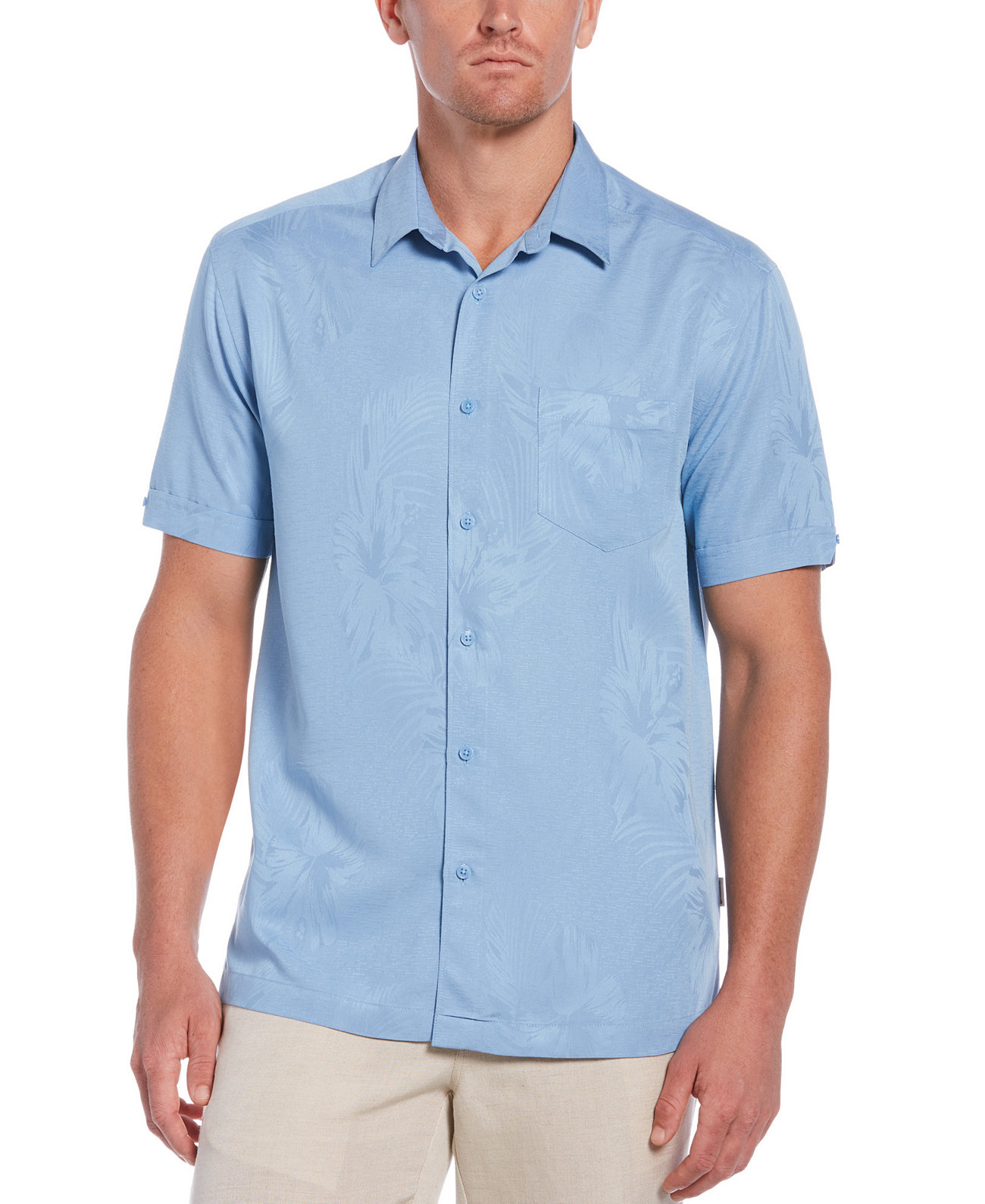 Мужская жаккардовая рубашка с коротким рукавом Big & Tall с цветочным принтом Cubavera