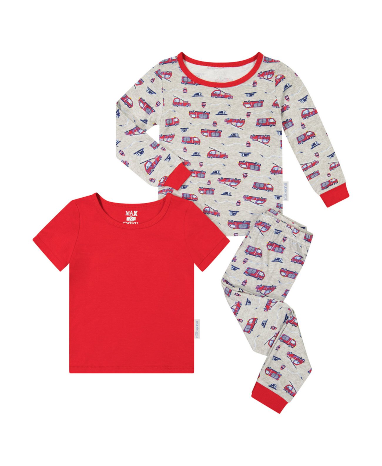 Брюки с принтом и футболки для малышей для мальчиков, комплект из 3 предметов Max & Olivia