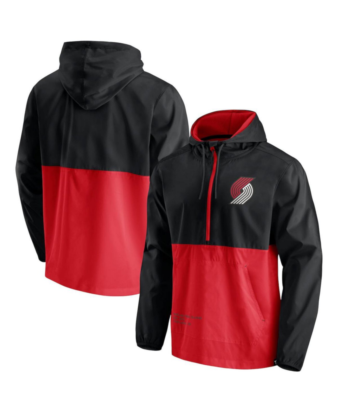 Мужская черная, красная куртка Portland Trail Blazers Anorak Block Party, ветровка с молнией до половины, куртка с капюшоном Fanatics
