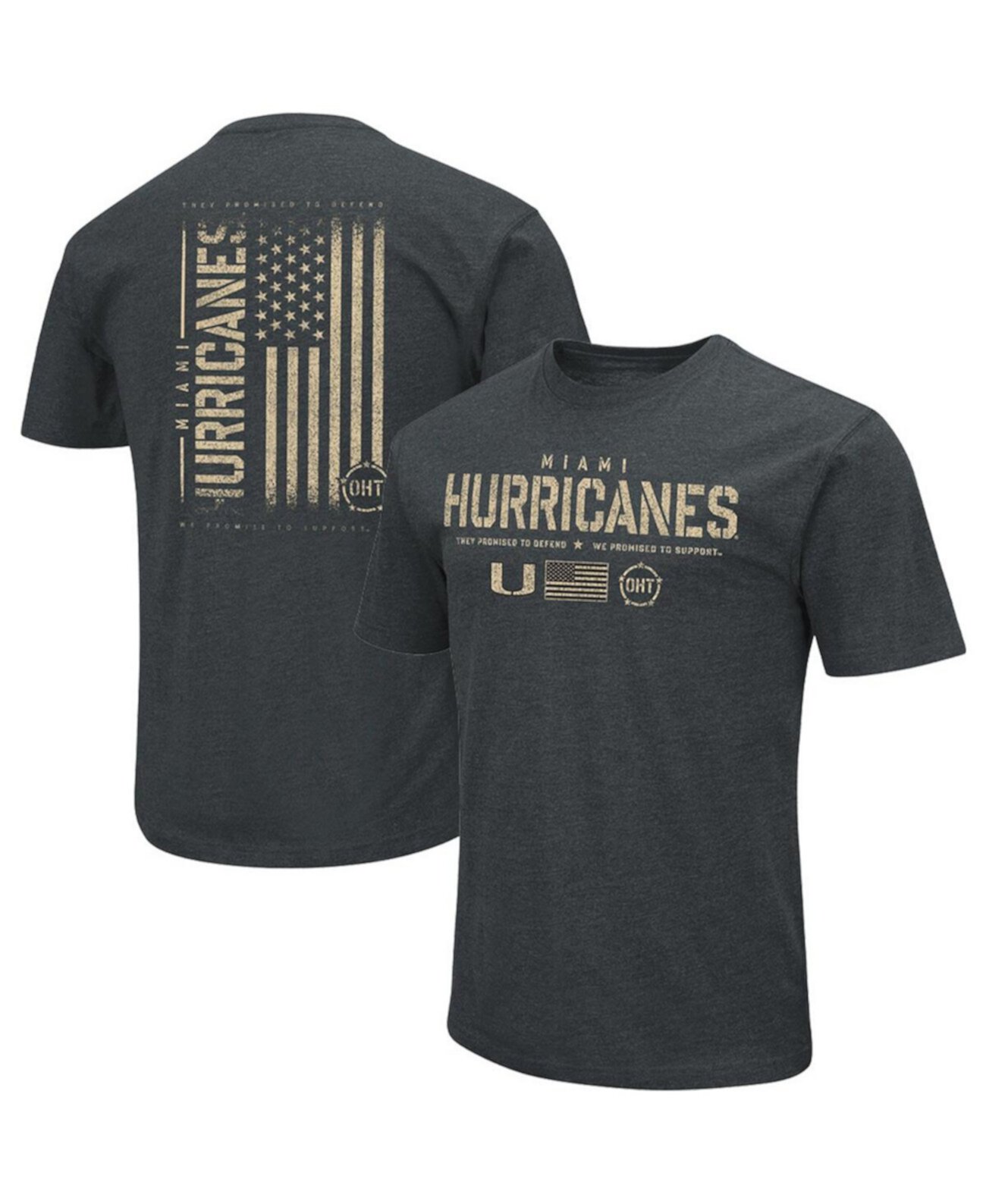 Мужская футболка с меланжевым принтом Miami Hurricanes OHT в стиле милитари с флагом 2.0 Colosseum