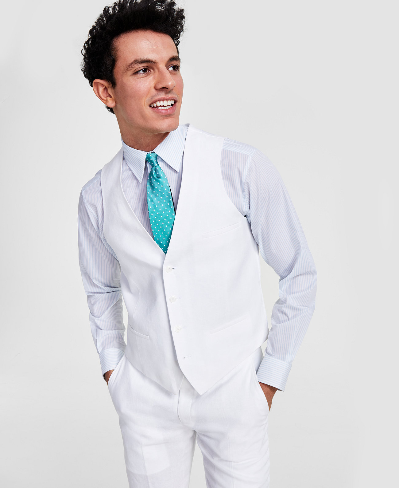 Men's Slim-Fit Linen Suit Vest, Created for Macy's Bar III