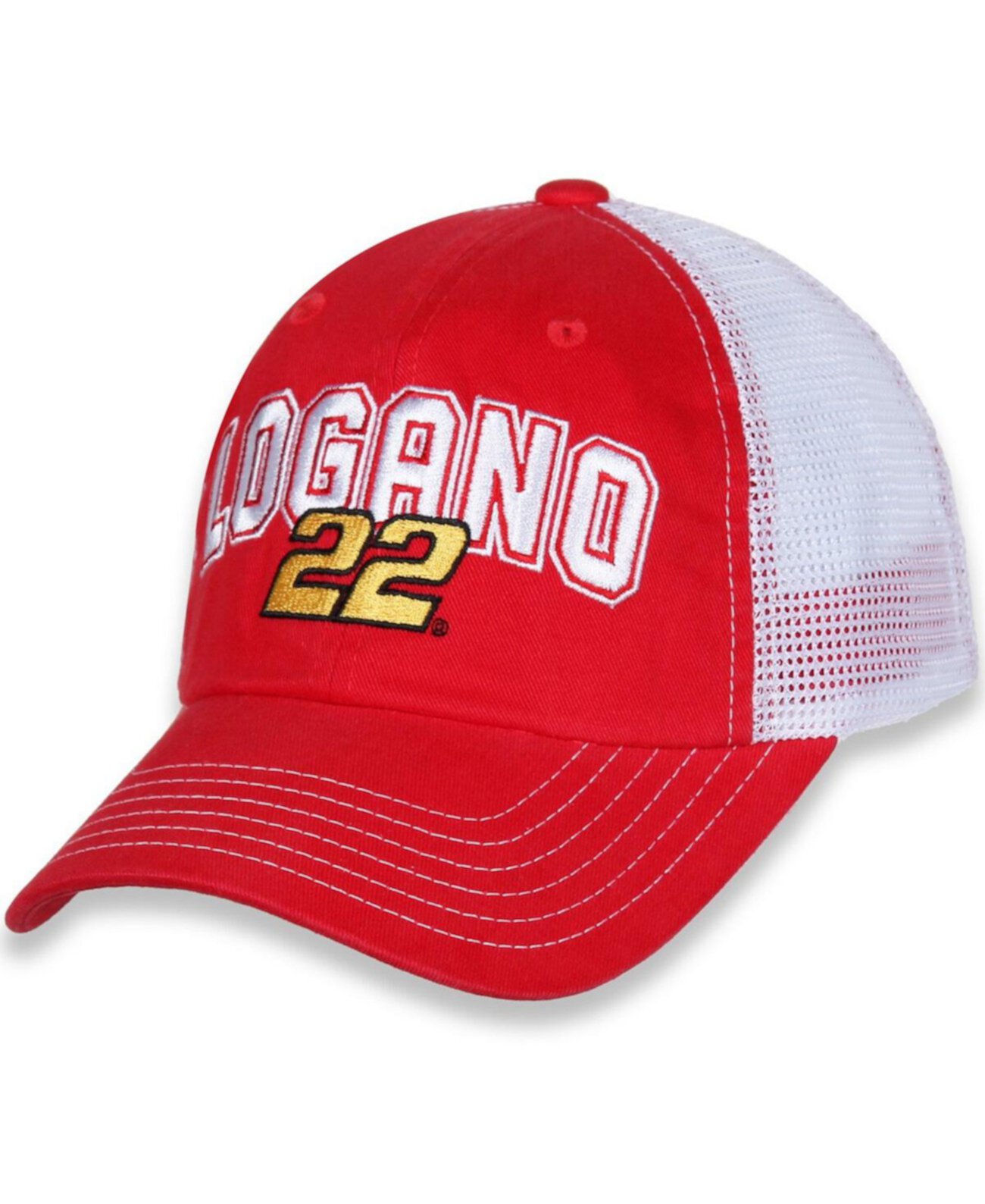 Women's Red, White Joey Logano Name and Number Adjustable Hat Team Penske