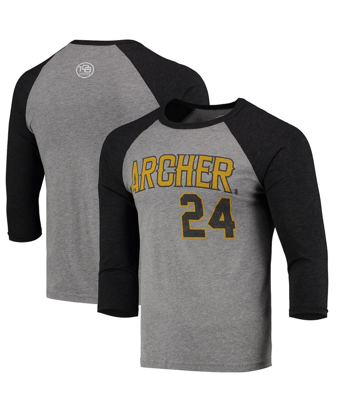 Мужская футболка с регланами Chris Archer Heathered Grey Pittsburgh Pirates Player Money Tri-Blend 108 Stitches