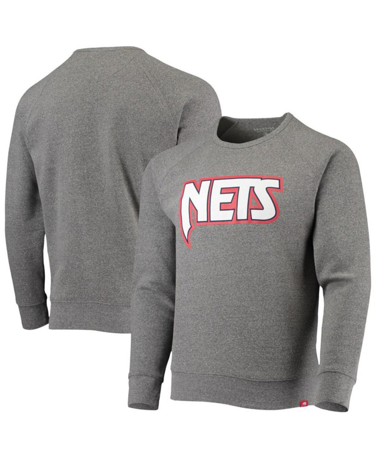 Мужская серая меланжевая толстовка Brooklyn Nets Moments Mixtape Harmon Raglan Pullover Sweatshirt Sportiqe