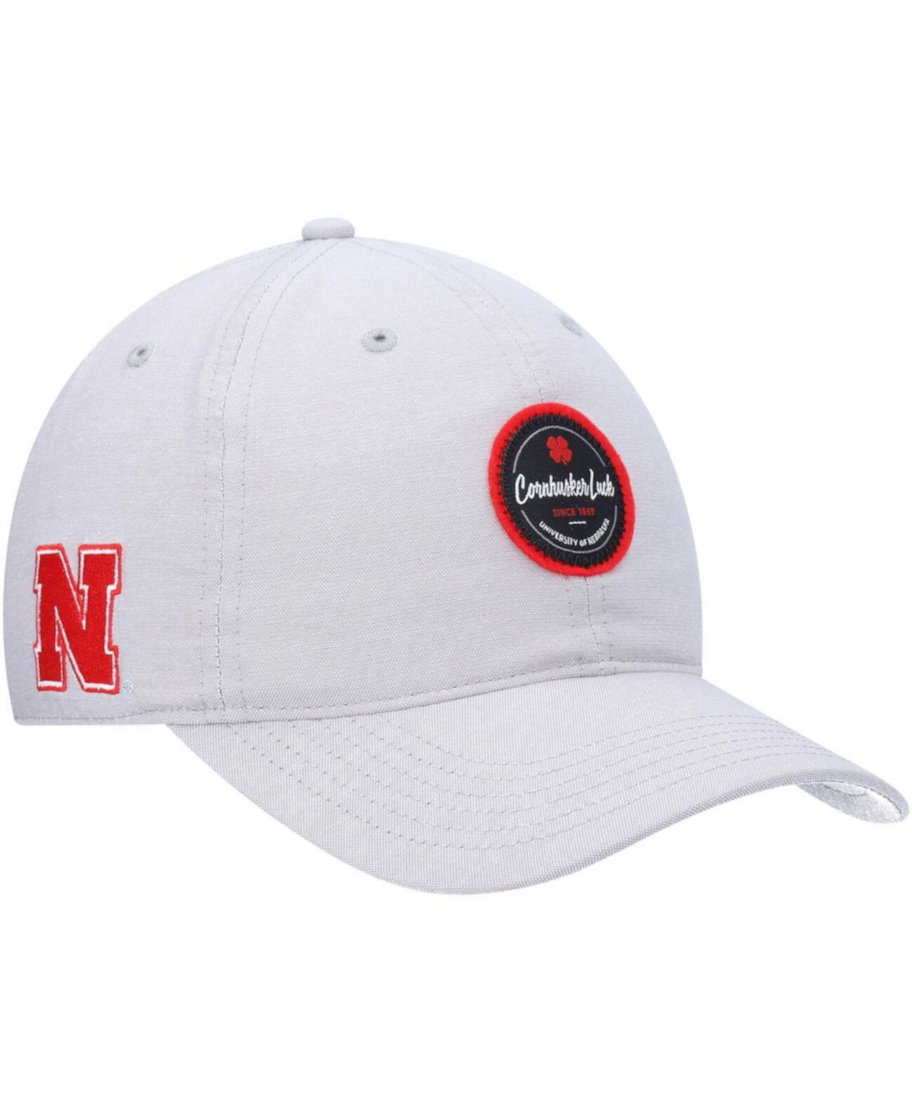Мужская серая регулируемая шапка Nebraska Huskers Oxford Circle Circle Black Clover