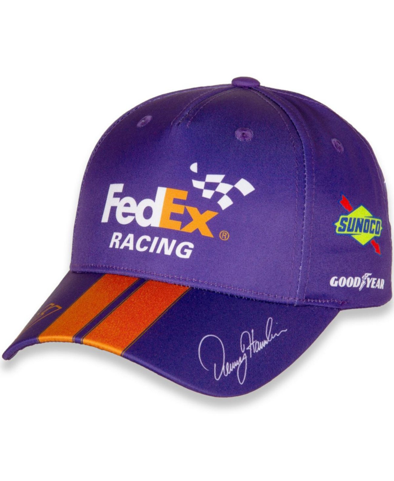 Мужская регулируемая шляпа униформы FedEx фиолетово-оранжевого цвета Denny Hamlin Joe Gibbs Racing Team Collection