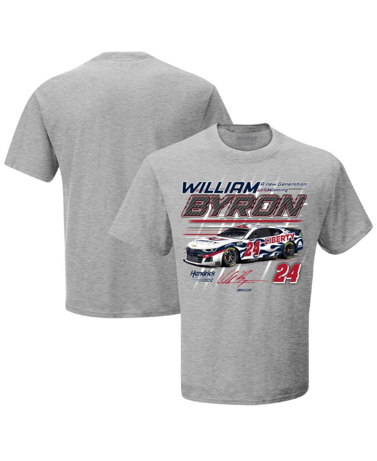 Мужская футболка William Byron Downforce с меланжевым серым оттенком Hendrick Motorsports Team Collection