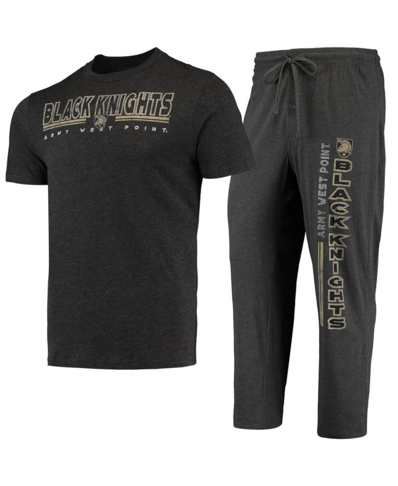 Мужской комплект для сна: темно-серый, черная армейская футболка Black Knights Meter и брюки Concepts Sport