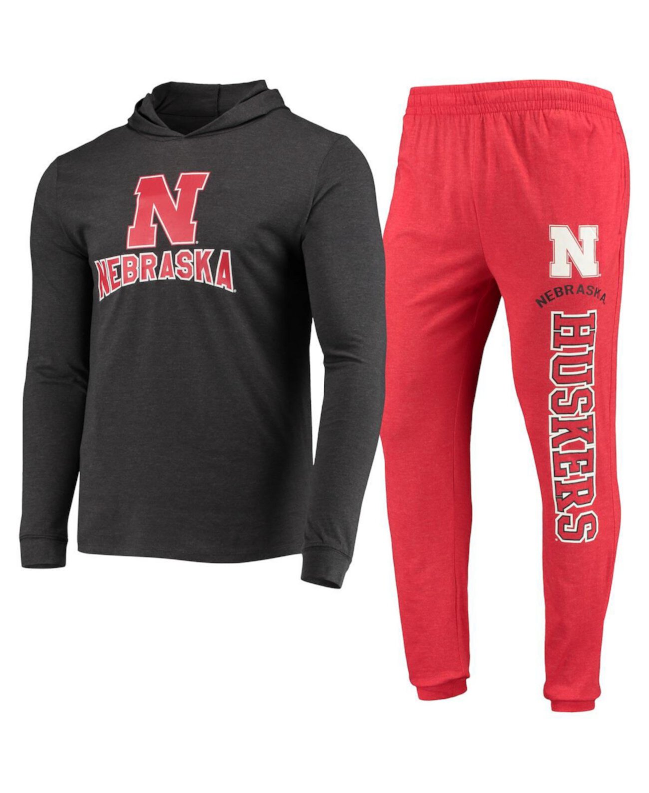 Комплект мужской одежды для сна Nebraska Huskers с мягким худи и брюками с длинным рукавом Concepts Sport