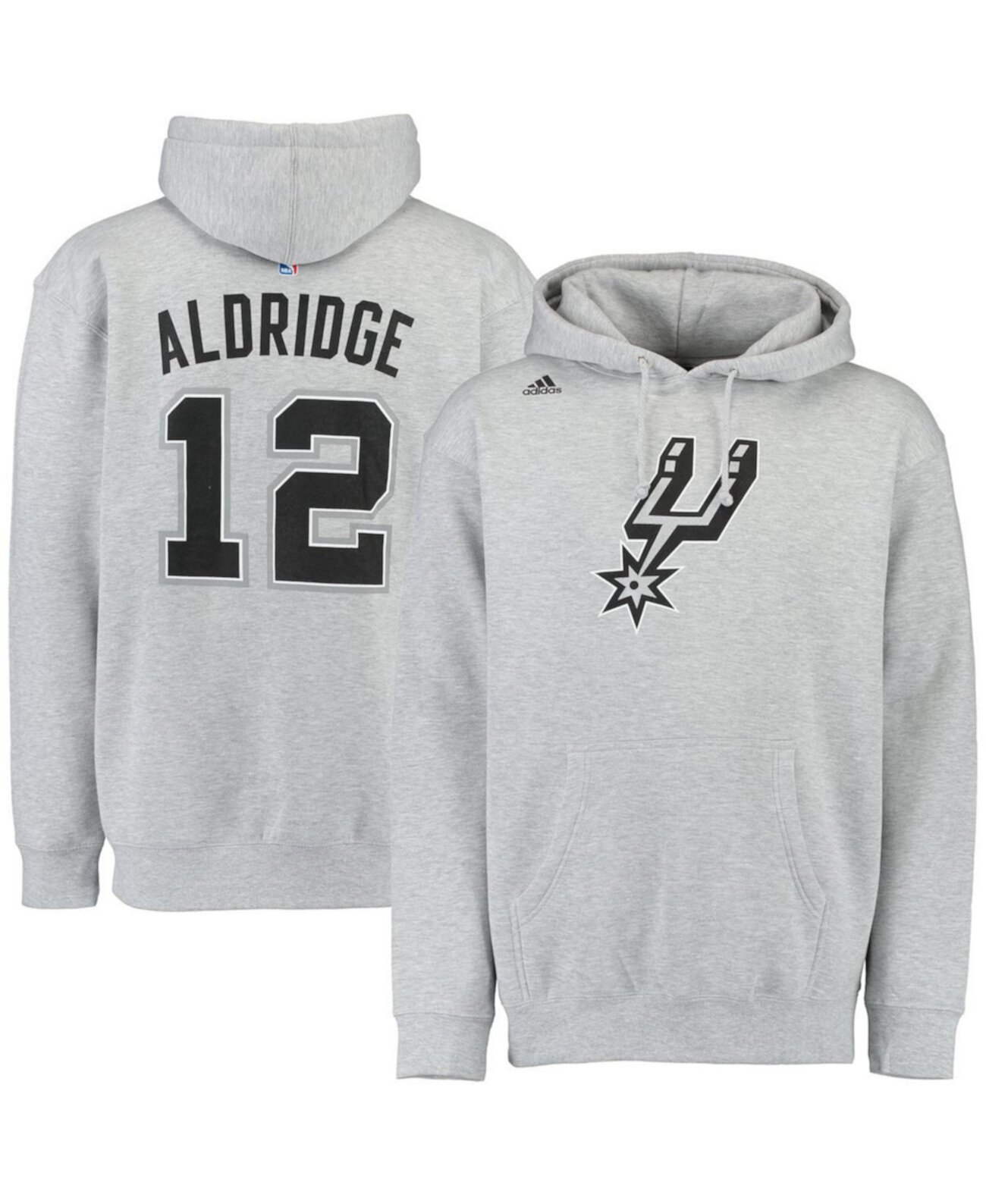 Мужская толстовка с капюшоном LaMarcus Aldridge Grey San Antonio Spurs с именем и номером Adidas