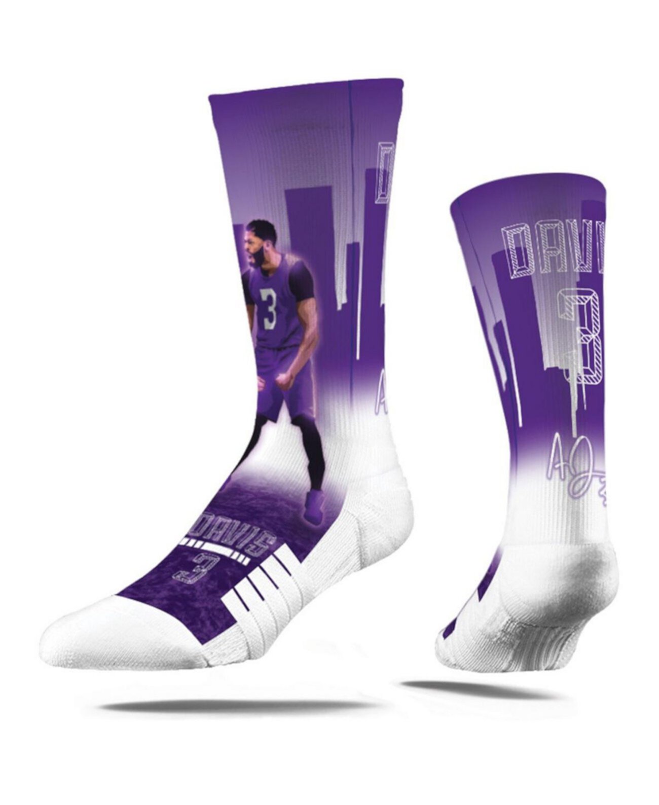Молодежные носки Энтони Дэвиса для мальчиков и девочек Los Angeles Lakers Hometown Hero Socks Strideline
