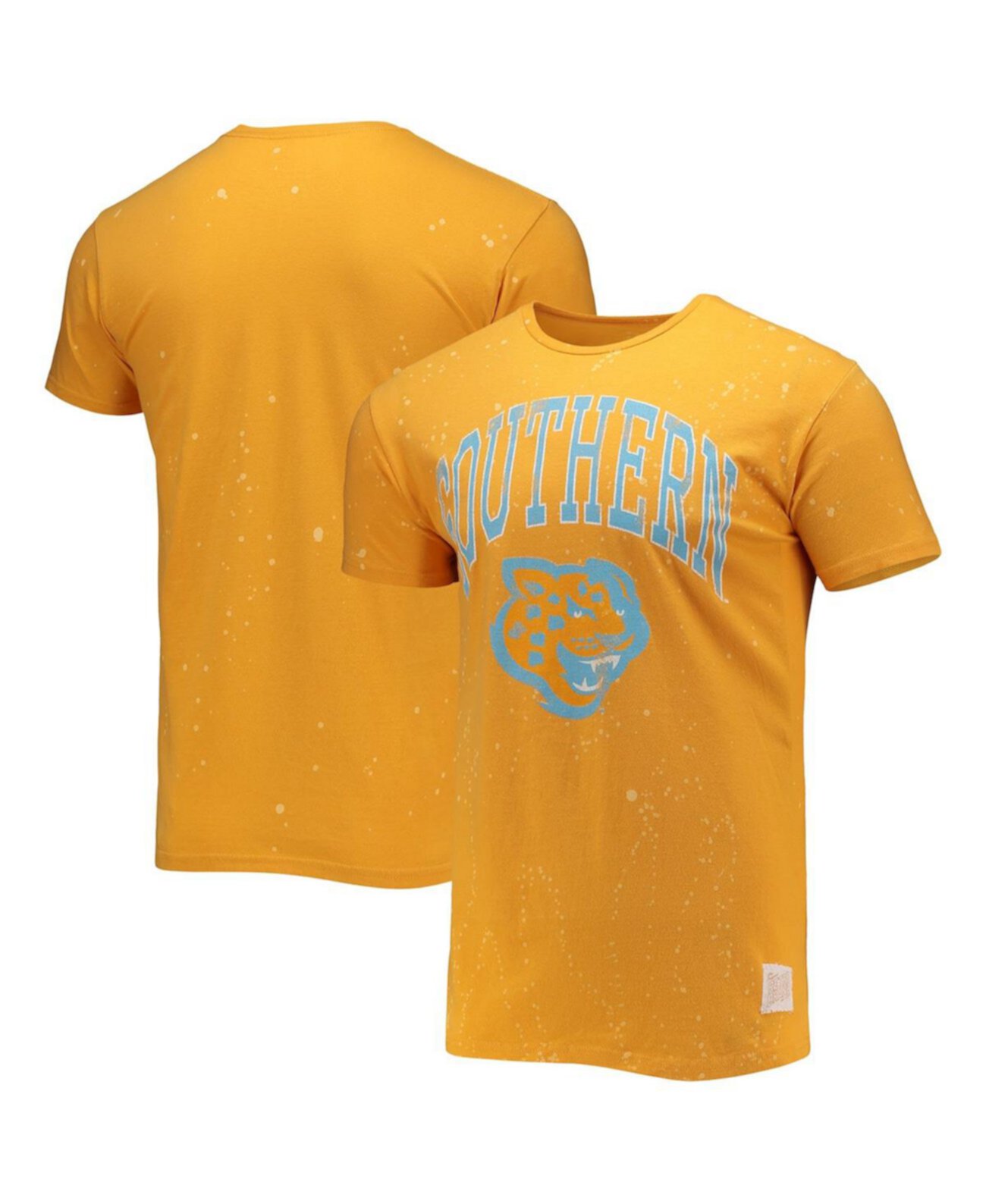 Золотая мужская футболка Southern University Jaguars Bleach Splatter Original Retro Brand